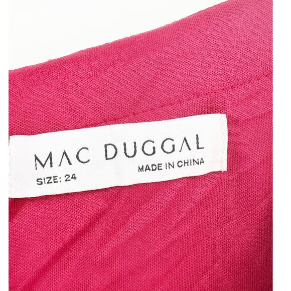 MAC DUGGAL Dress Size 24 Evening Gown NEW Red Twist Waist Jersey V Neck - Picture 3 of 7